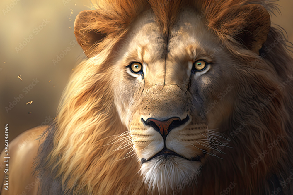 Fototapeta premium portrait of a lion, AI Generative