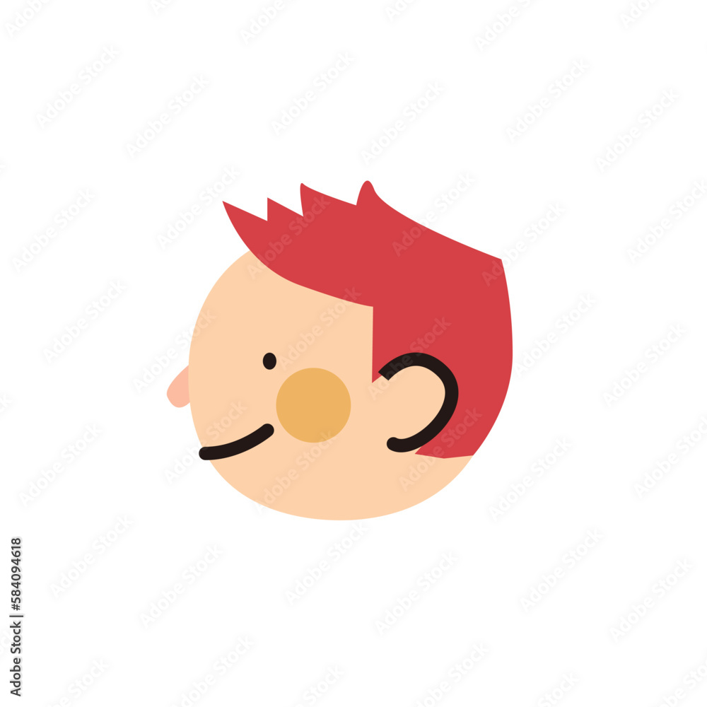 赤い短髪の横顔アイコン
