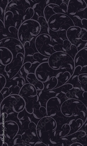 Blackberry block printed brocade floral pattern 