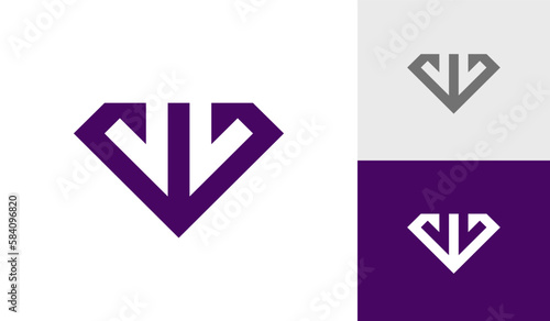 Diamond with letter W initial monogram logo design