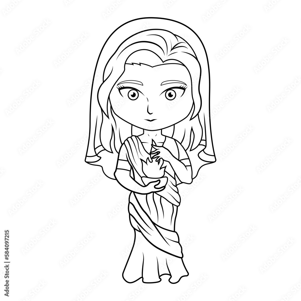 Hestia chibi esport mascot line art