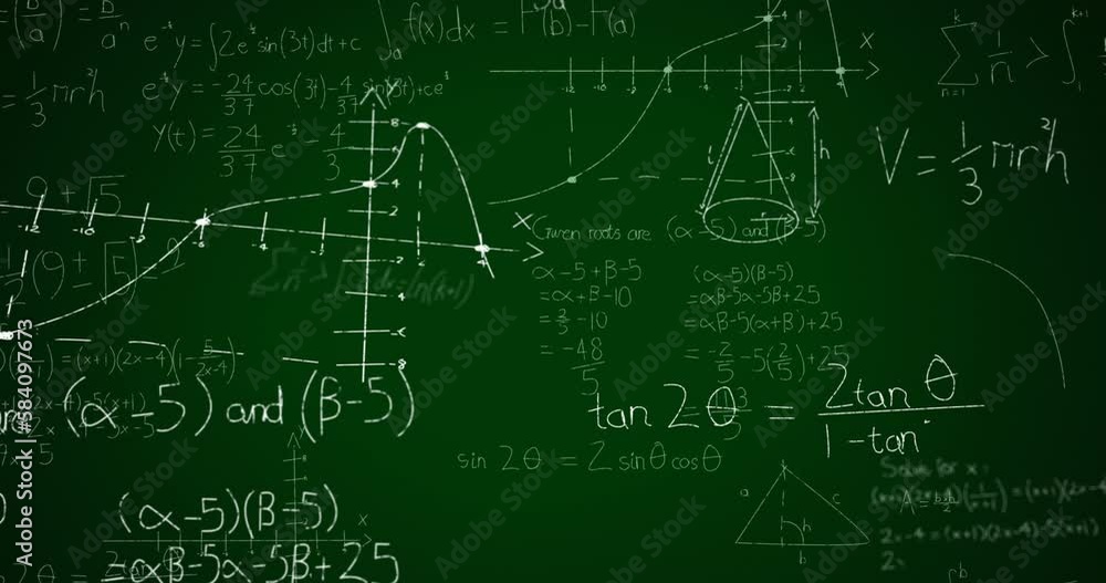 Animation of mathematical data processing over green background Animation of mathematical data processing over green background