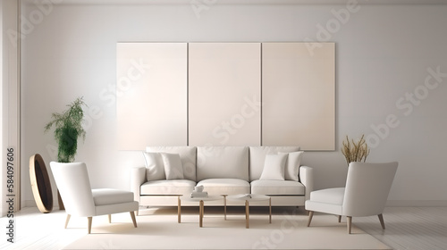 Canvas mockup 3d living room render  ai generated 