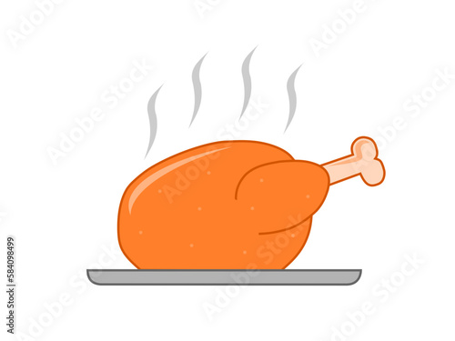 Hot roasted turkey chicken fresh from the oven
