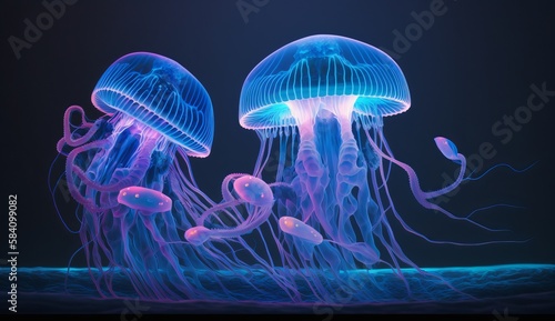 Jellyfish in the water. Generative ai
