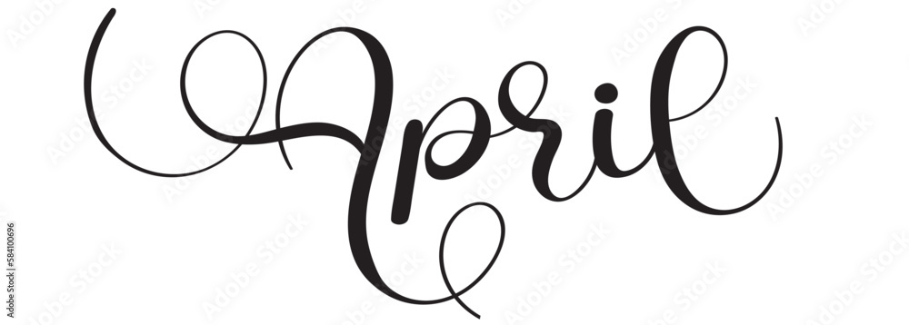 Hello April APRIL Month vector text hand lettering with ornaments. Illustration APRIL Hello April APRIL Month vector text hand lettering with ornaments. Illustration APRIL