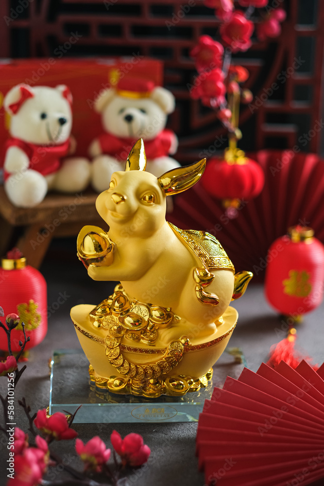 gold rabbit in chinese new year concept gold rabbit in chinese new year concept