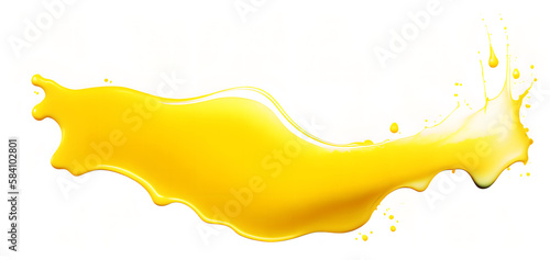 yellow paint splash isolated on white background. generative ai