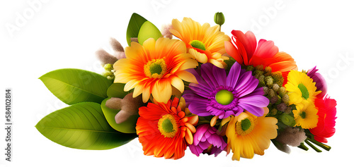 Colorful bouquet of gerbera flowers isolate white background for card, postcard or background and backdrop. Generative ai