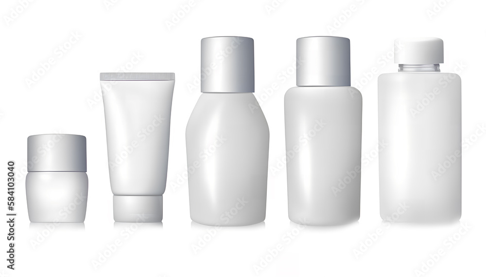 Set of cosmetic containers png white background. Generative Ai Set of cosmetic containers png white background. Generative Ai