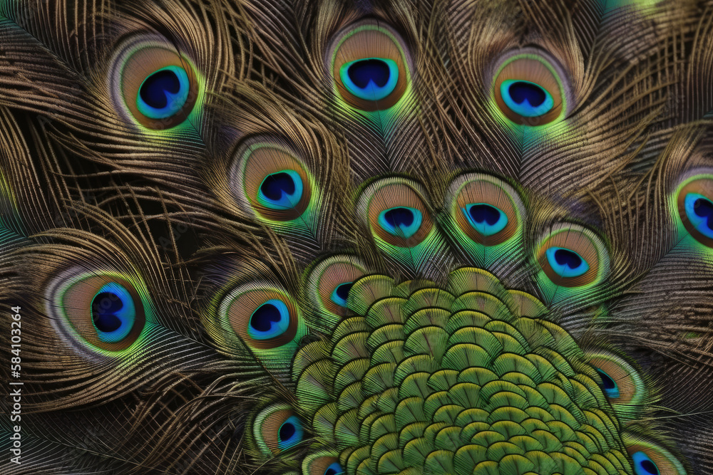 Obraz premium Peacock Feathers made with generative ai