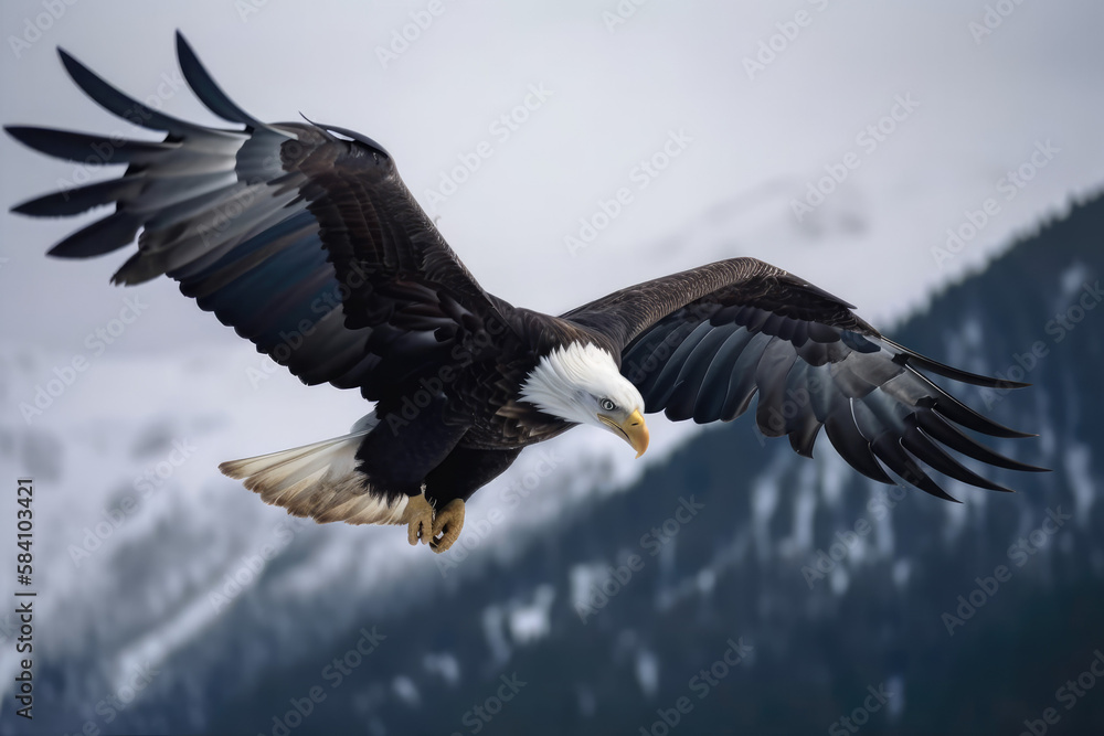Fototapeta premium Bald Eagle in Winter made with generative ai
