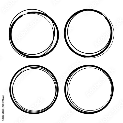 Super set of circles lines sketch hand drawn. Doodle circles for design elements