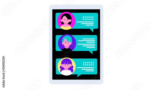 スマートフォンでチャットツールを使うシーンのイラスト
