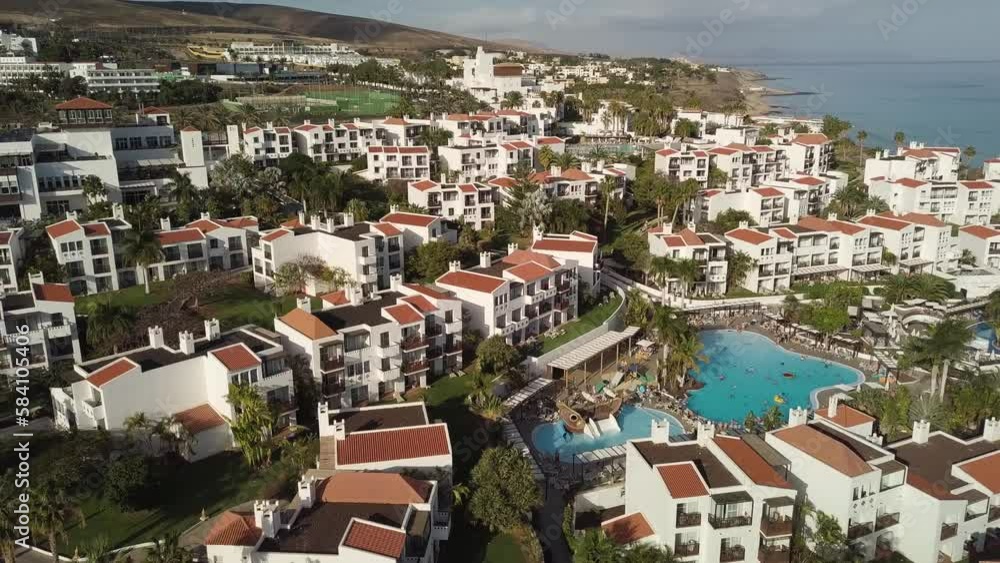 aerial pano of fuerteventura island canary spain resort on coastline Atlantic Ocean aerial pano of fuerteventura island canary spain resort on coastline Atlantic Ocean