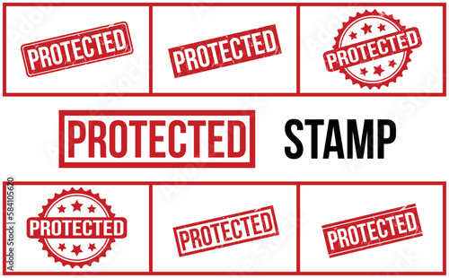 Protected Rubber Stamp Set Vector