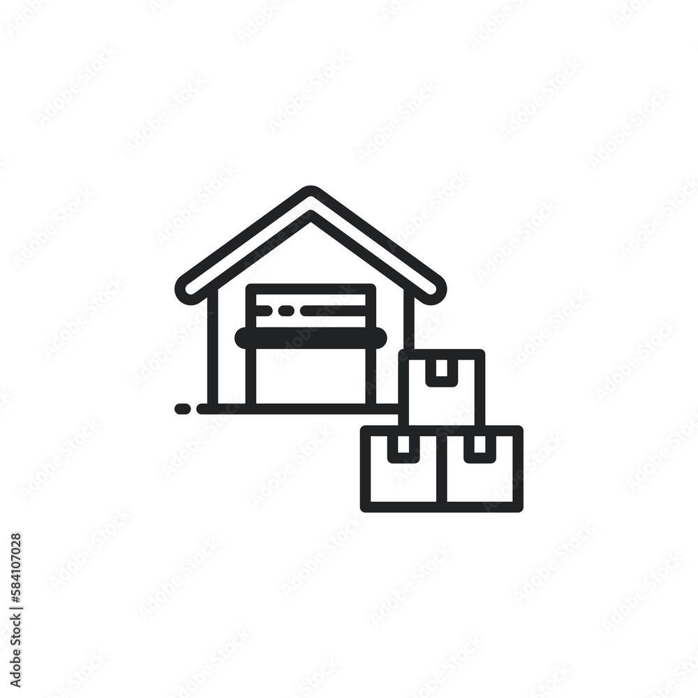 Warehouse outline icons. Vector illustration. Isolated icon suitable for web, infographics, interface and apps. Warehouse outline icons. Vector illustration. Isolated icon suitable for web, infographics, interface and apps.