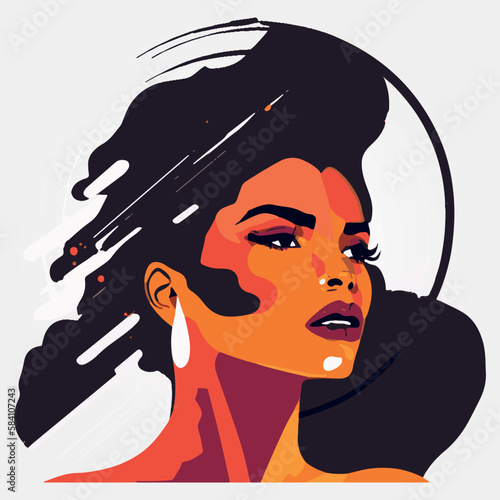 vector illustration, beautiful abstract black woman, representativeness and equality.