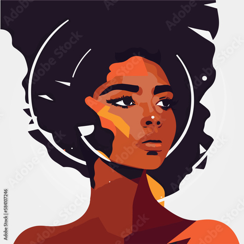 beautiful abstract black woman, representativeness and equality, vector illustration