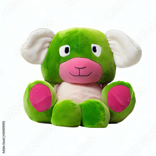 friendly colorful plush monster, adorable toy isolated on white background, generative ai