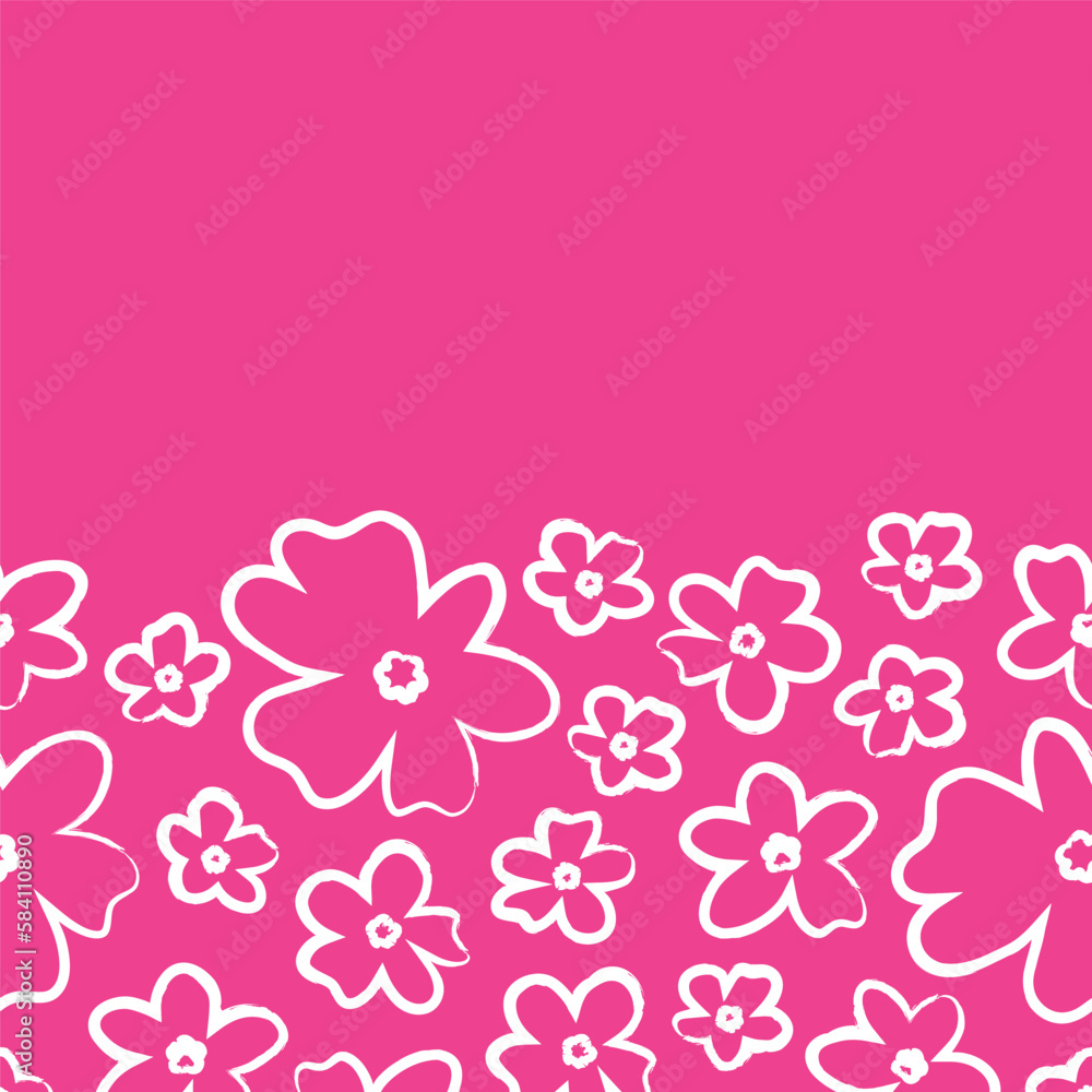 Border Pattern White Outlined Stylized Flowers On Pink Background Textiles Surface Design Seamless Repeat Pattern Design Eps 10 Vector Border Pattern White Outlined Stylized Flowers On Pink Background Textiles Surface Design Seamless Repeat Pattern Design Eps 10 Vector