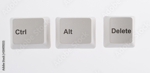 Keyboard Ctrl Alt Del keys on white background photo