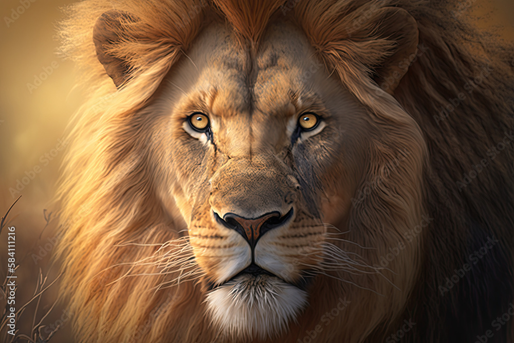 Naklejka premium portrait of a lion, AI Generative