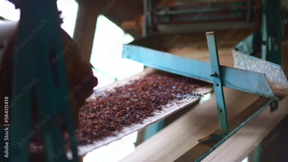 Production of black tea from leafs. Sri Lanka old tea factory. Nuwara Eliya tourism destination landmark. Production of black tea from leafs. Sri Lanka old tea factory. Nuwara Eliya tourism destination landmark.