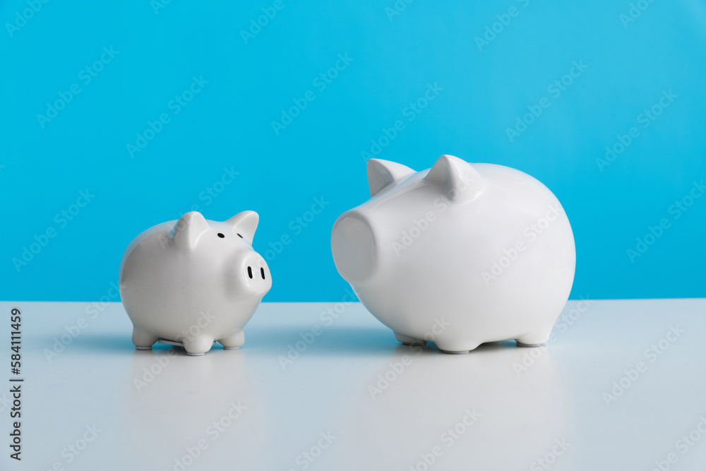 Piggy banks on the table Piggy banks on the table