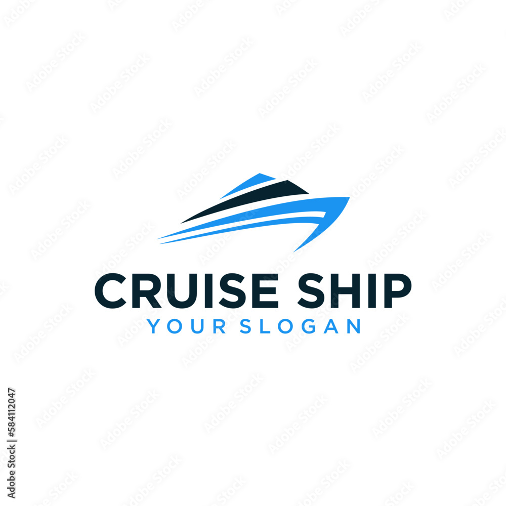 vector cruise ship logo design