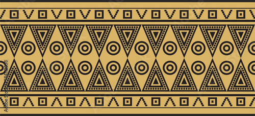 Vector golden seamless Indian patterns. National seamless ornaments, borders, frames. colored decorations of the peoples of South America, Maya, Inca, Aztecs. Print for fabric, paper, textile