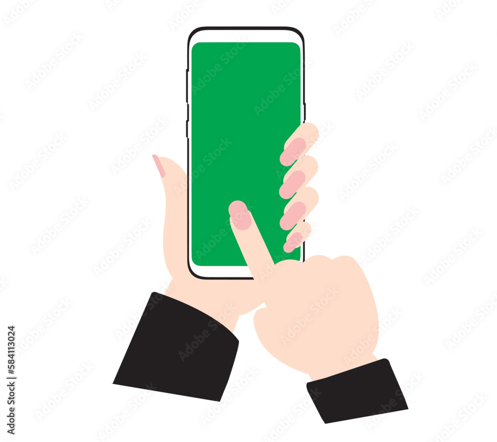 Hand holding smart phone Mockup and screen Transparent   , isolated for Infographic Business web site design app