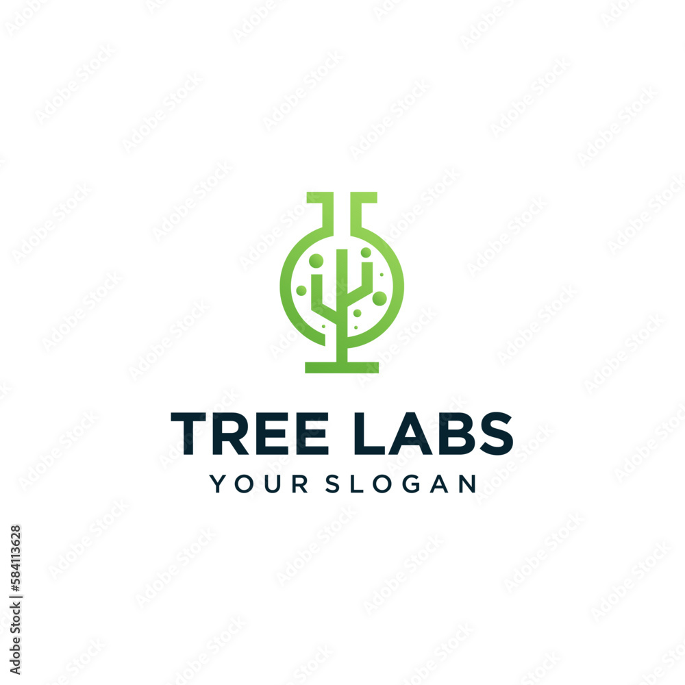 vector tree logo design with laboratory vector tree logo design with laboratory