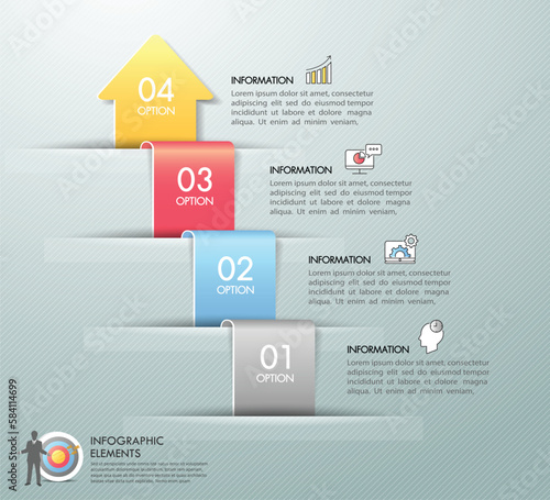 Design infographic template 4 options. Business concept can be used for workflow layout, diagram, number options, timeline, steps, demo infographic