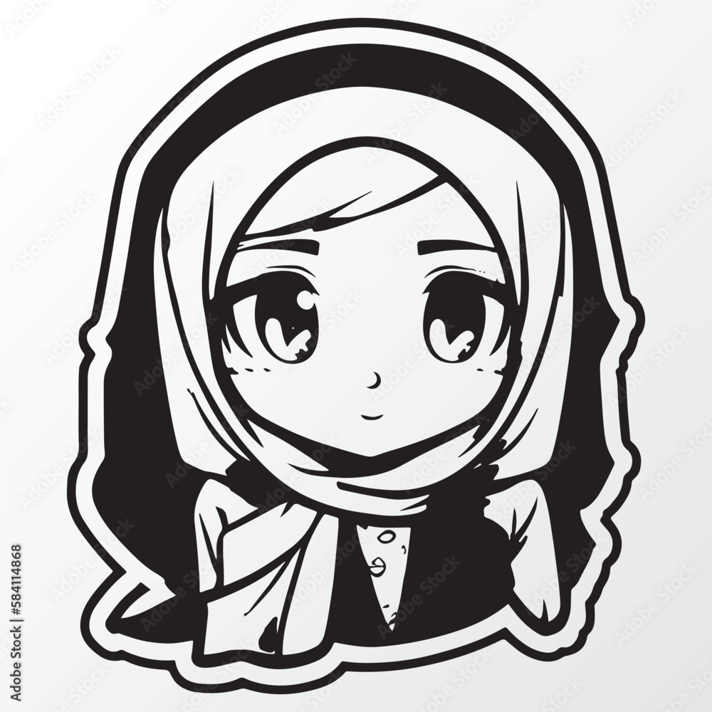 A sketch of a hijab girl character A sketch of a hijab girl character