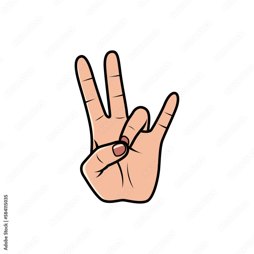 Naklejka premium Seven Finger Hand Sign Isolated on a white background. Icon Vector Illustration.