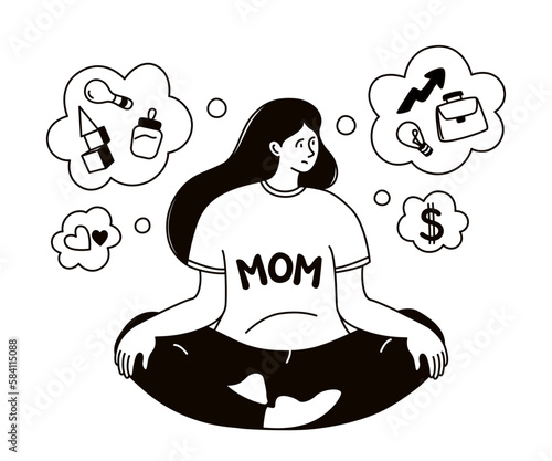Pregnant woman chooses between family love and career money maternity, motherhood and work concept