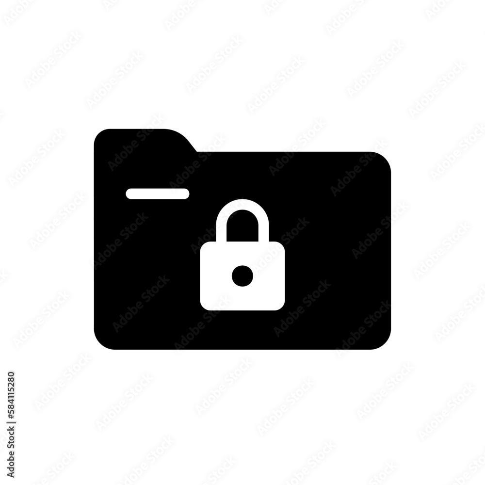 File folder icon with padlock security to maintain privacy for data storage location in a computer memory File folder icon with padlock security to maintain privacy for data storage location in a computer memory
