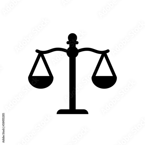 Scales icon for measuring the mass of objects or representing court, justice, legality and law