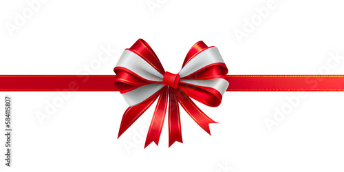 Obraz na plátně red bow and ribbon on transparent background png file  for christmas and birthda