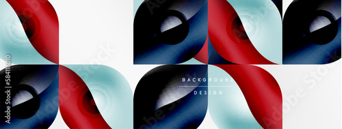 Vector abstract geometric background. Techno flower petals concept. Wallpaper or texture design, bright poster, banner, flyer