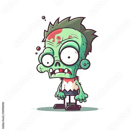 Collection of Cartoon characCartoon character of zombie  white background