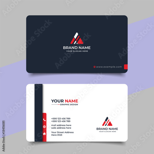 Red modern creative business card and name card horizontal simple clean template vector design