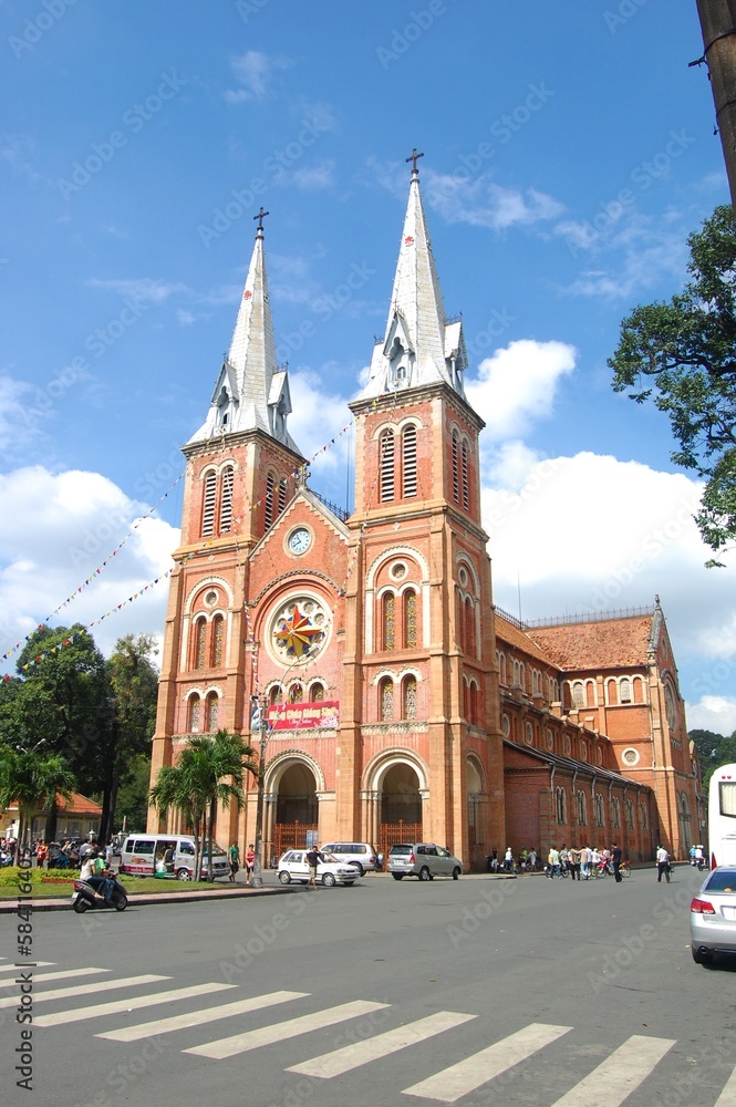 Ho Chi Minh city, Viet Nam January 1 2009: Notre-Dame Cathedral Basilica of Saigon