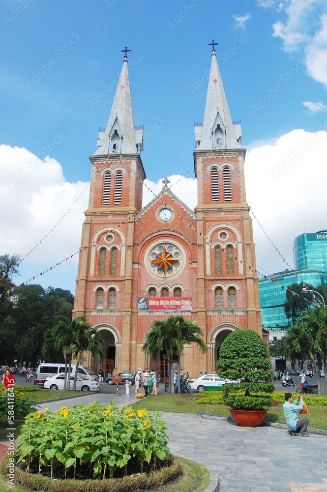 Ho Chi Minh city, Viet Nam January 1 2009: Notre-Dame Cathedral Basilica of Saigon
