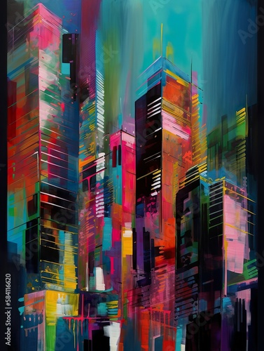 abstract city skyline digital art
