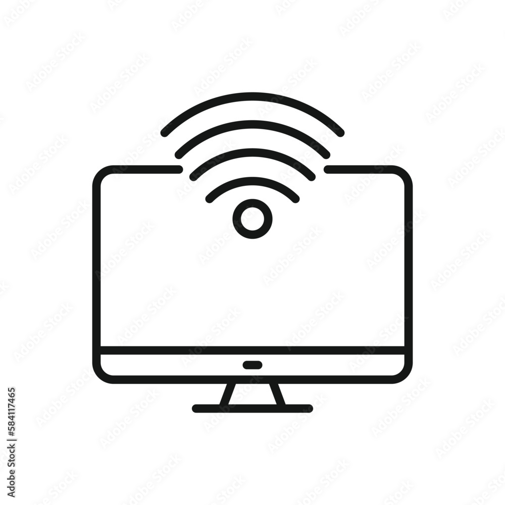 Editable Icon of Computer Wireless Connection, Vector illustration isolated on white background. using for Presentation, website or mobile app Editable Icon of Computer Wireless Connection, Vector illustration isolated on white background. using for Presentation, website or mobile app