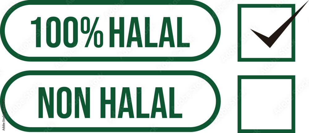Logo halal stamp label collection with flat design Logo halal stamp label collection with flat design