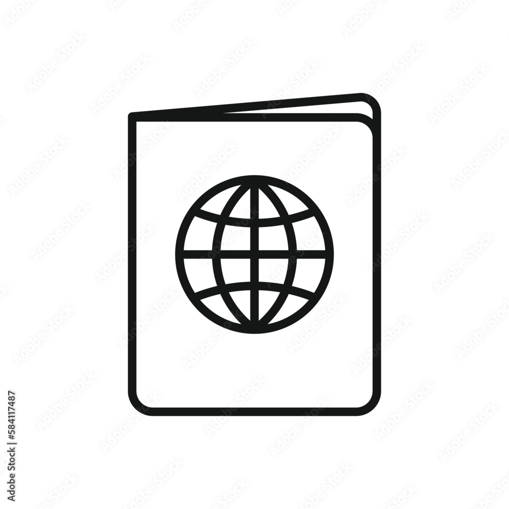 Editable Icon of Passport, Vector illustration isolated on white background. using for Presentation, website or mobile app Editable Icon of Passport, Vector illustration isolated on white background. using for Presentation, website or mobile app