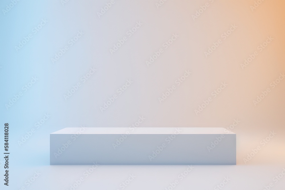 white dreamy podium on white background . pedestal for product display 3d rendered white dreamy podium on white background . pedestal for product display 3d rendered